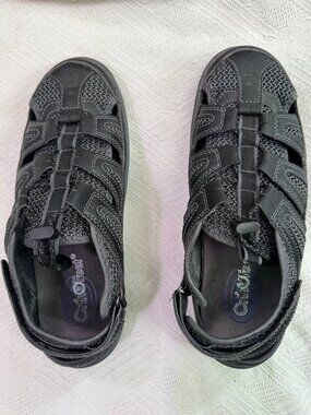 OrthoFeet Verona orthotic sandals, black, size 8.5 wide